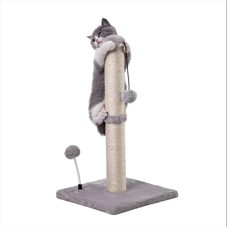 

MECOOL Cat Scratching Post Premium Basics Kitten Scratcher Sisal Scratch Posts with Hanging Ball 22" for Kittens or Smaller Cats