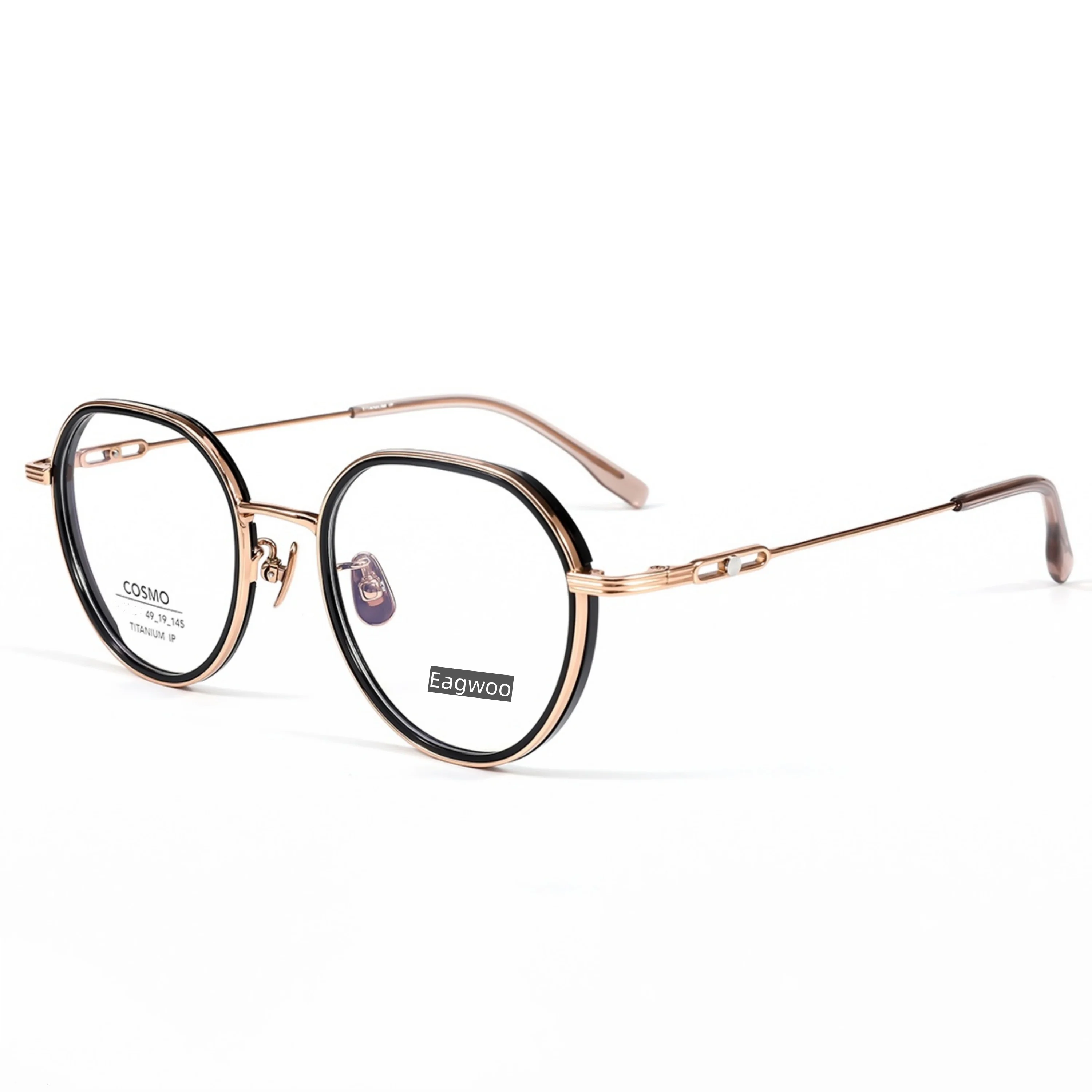 Designed Vintage Round Pure Titanium Eyeglasses Optical High Diopter Suitable 49mm Wide Thick Rim To Hide Lenses Thickness