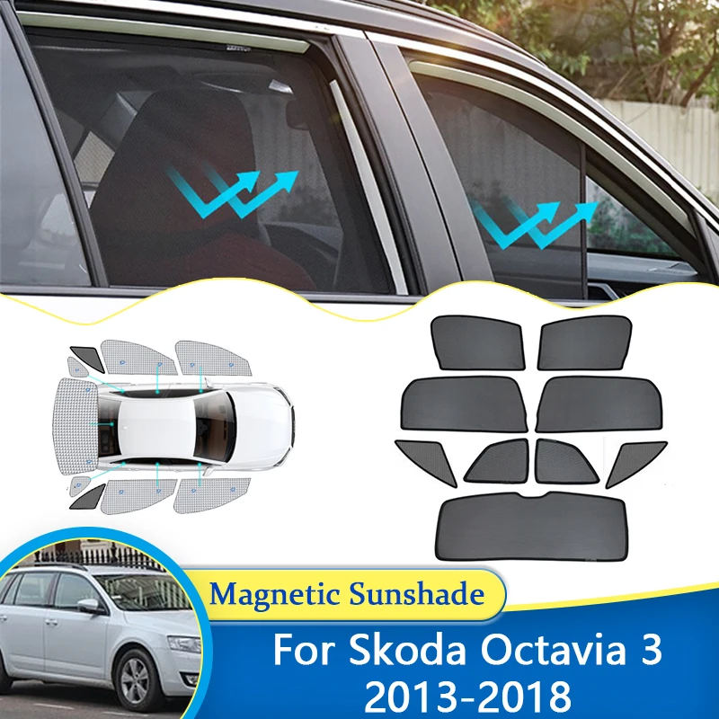 For Skoda Octavia 3 Combi Wagon Estate MK3 A7 5E 2013 2014 2015 2016 2017 2018 UV Protection Shield Windows Sunshade Side Visor