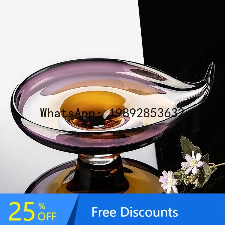

YFY Creative Handmade Light Luxury Glass Fruit Plate Home Living Room High-end Fruit Bowl Exquisite Candy Plate