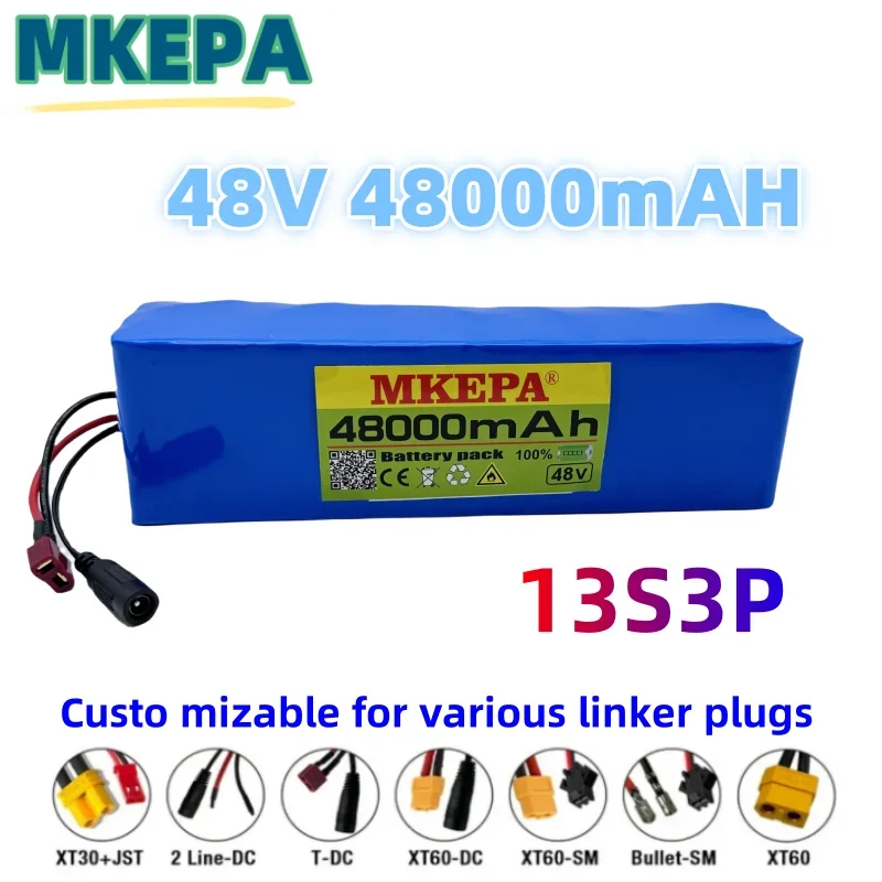 48V Brand New 13S3P 48V 48Ah 18650 Lithium Battery Pack + Built-in BMS 500-1000W Electric Bicycle Battery