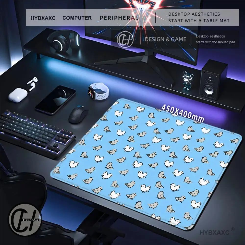 HYBXAXC Cute Blue Bird Pattern Mouse Pad Desk Mat for Office or Home, Modern Mousepad for Work Setup, Computer Accessories