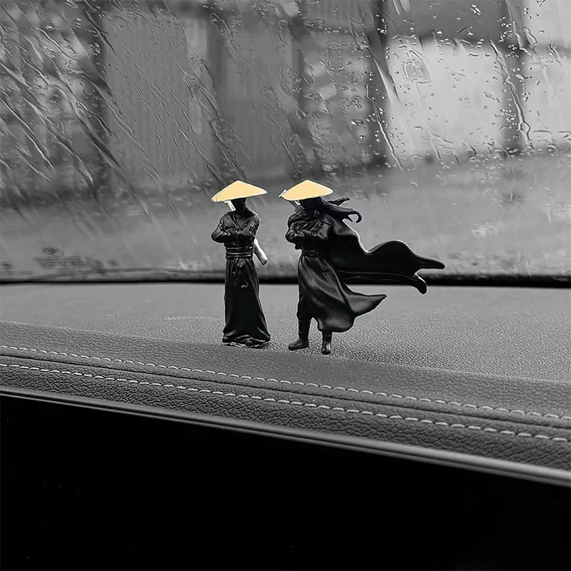 New Cool Chinese Kung Fu Swordsman Miniatures Car Interior Doll Knight Computer Screen Desktop Ornaments Mini Landscape Figurine