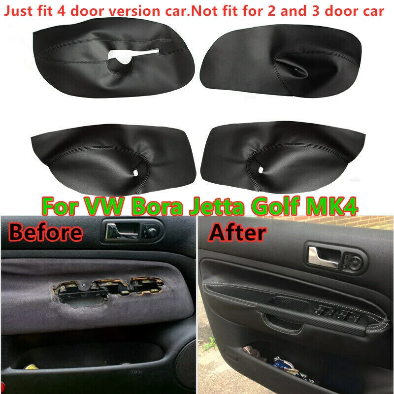 

4Pcs Black Leather Door Panel Covers with Armrest for VW Bora Jetta Golf MK4 1998-2005 Interior Car Trim Accessories