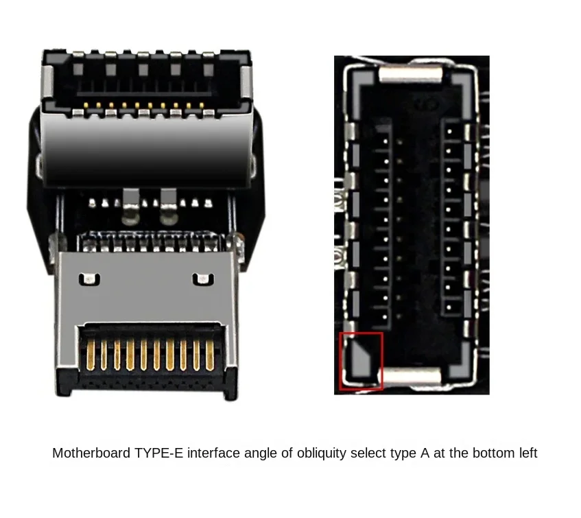 Usb Connector Adapter USB3.0 19P/20P Om TYPE-E 90 Graden Converter Adapter Case Front Type C Socket computer Moederbord