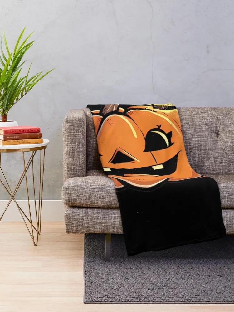 Halloween Tshirt Ghost Pumpkin Spooky Horror Party Costume Throw Blanket Thermal Furry Blankets For Sofas Blankets