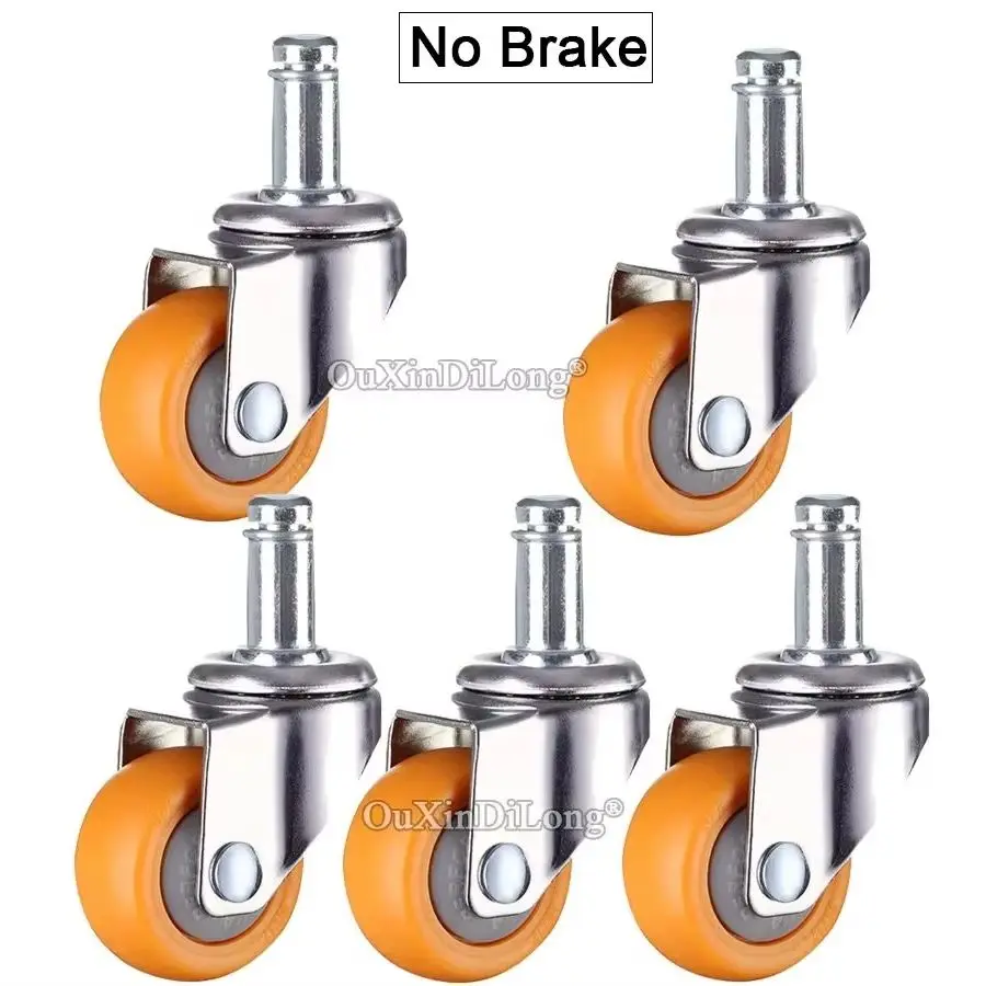 5PCS Universal Furniture Casters Office Computer Chair Wheels 360° Swivel Wear-resistant Nylon Castors with Brake/No Brake
