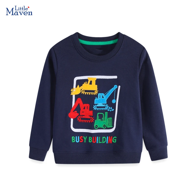 

Little maven Baby Boys Kids Clothes Autumn Embroidered Cartoon Excavators Children's Clothing Costumes Cotton Spring Sweatshirts