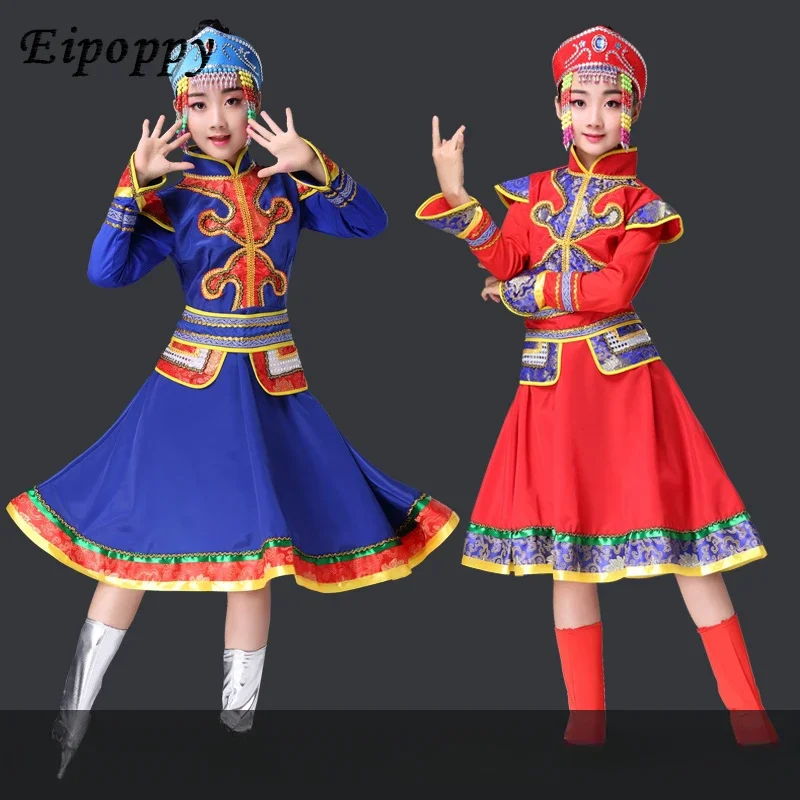 Costume mongolo donna bambini danza mongola costumi di danza mongola ragazze femminili ragazze bambini bacchette abito da ballo