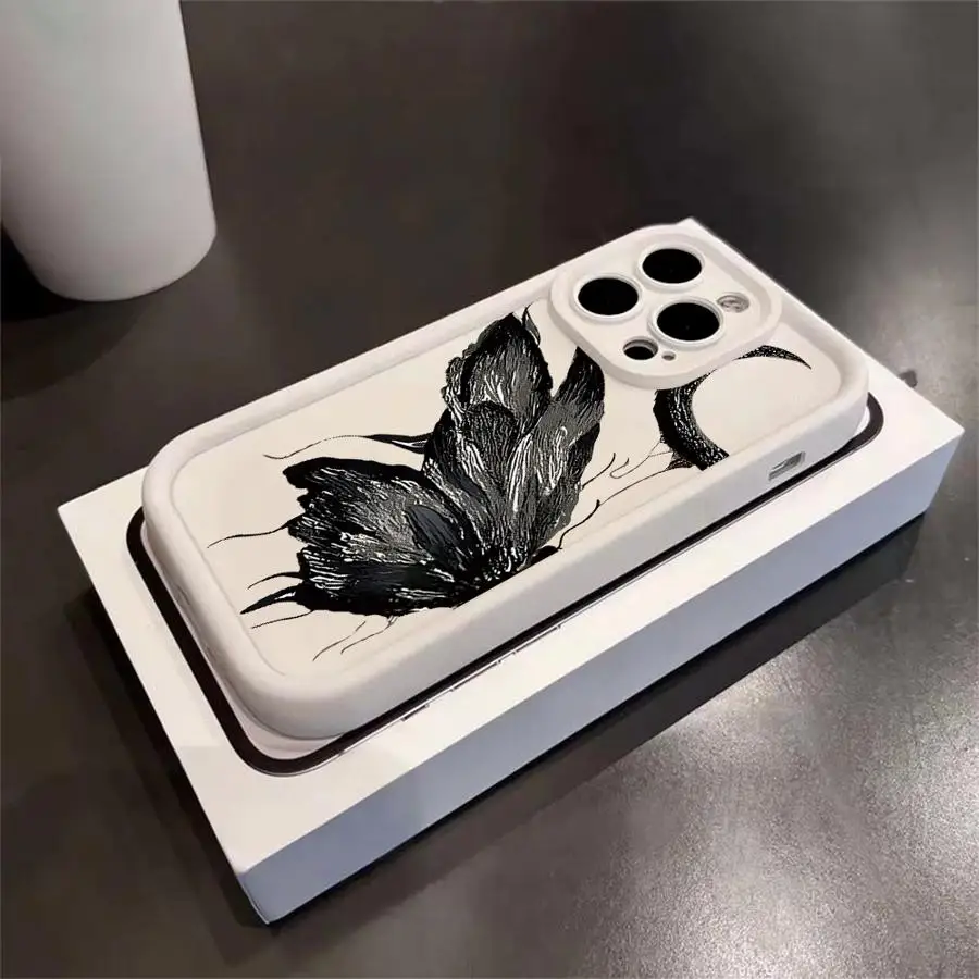 

Phone Cover Case for iPhone 17 Pro Max 17e Air 12 Pro 11 14 13 16 15 Plus Crescent Moon Butterfly
