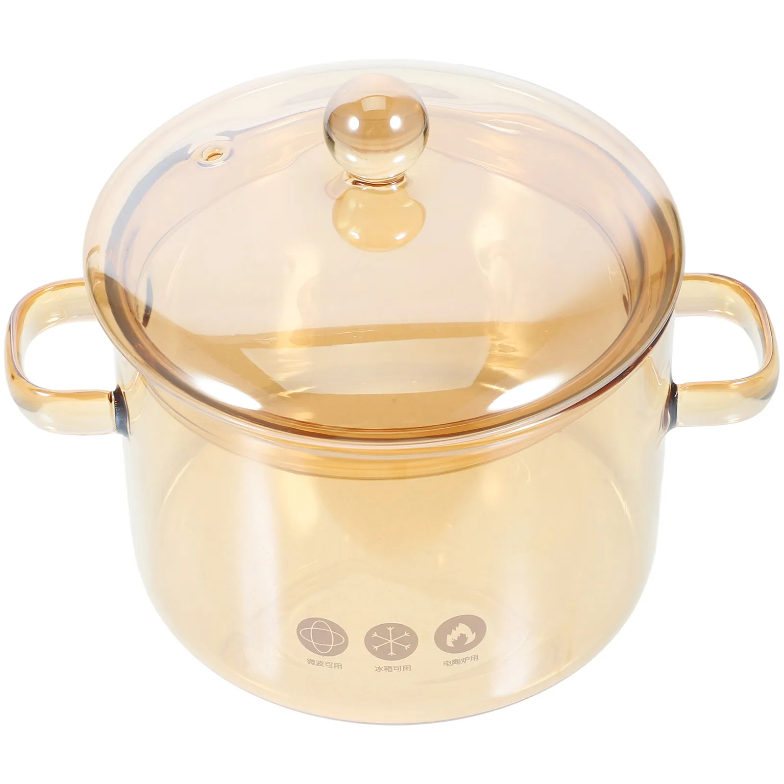 Glass Double-Handled Clear Stew Pot with Lid Heat-Resistant for Soups Noodles Stews Simmering Cooking on Stove Kitchen Essential