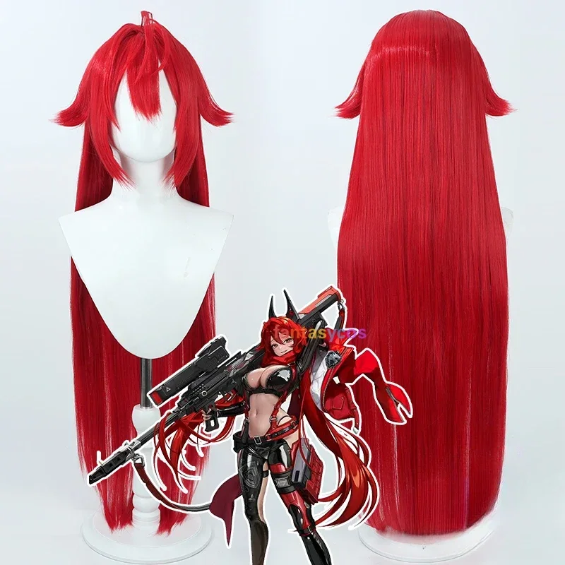 

Red Hood Cosplay Wig NIKKE The Goddess of Victory Red Long 100cm Heat Resistant Synthetic Hair for Halloween Costume Role Play