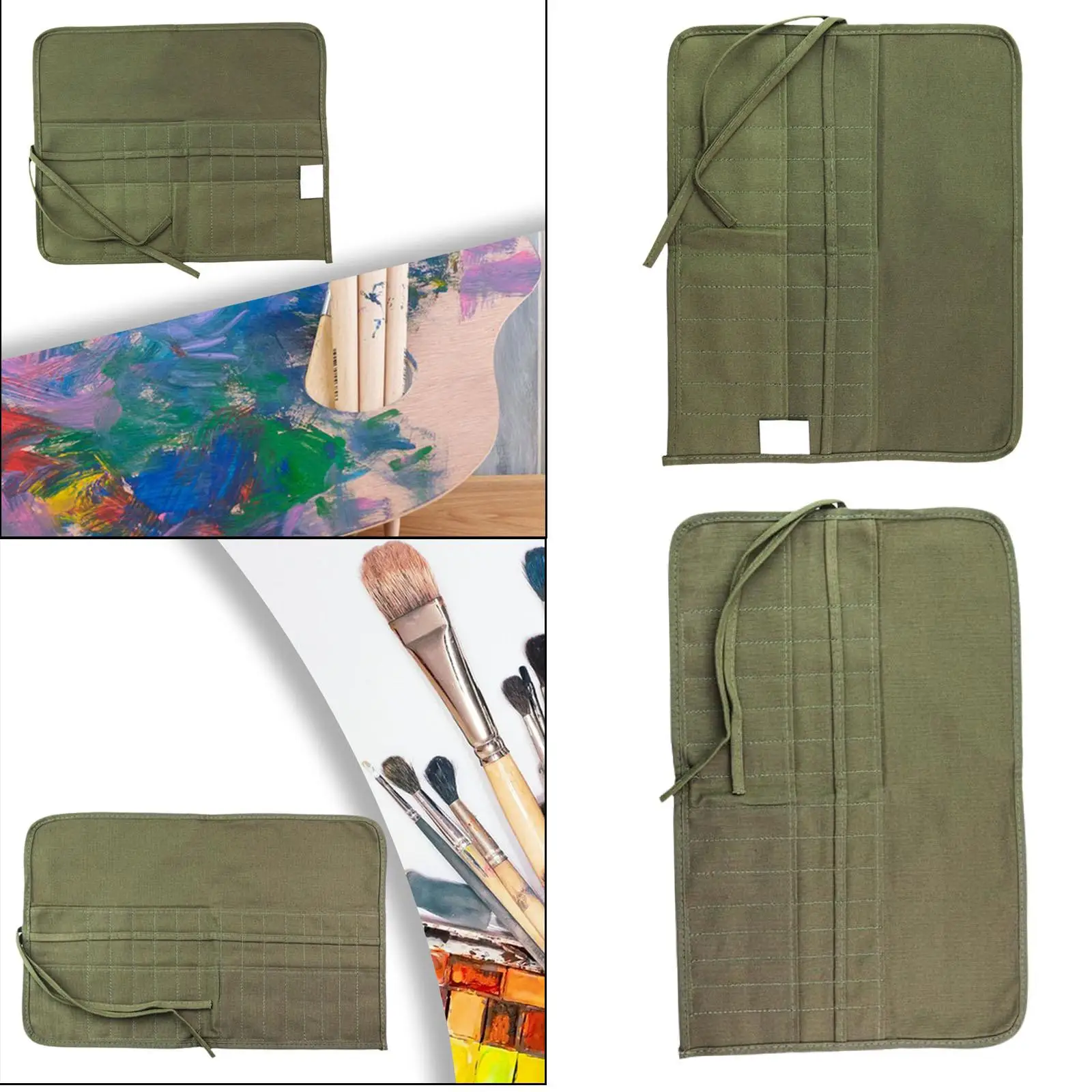 Imagem -04 - Portable Canvas Art Paint Brush Holder Roll-up Pencil Case Brush Pouch Slot Bolsos Carry Pouch para Artistas Proteger Art Supply