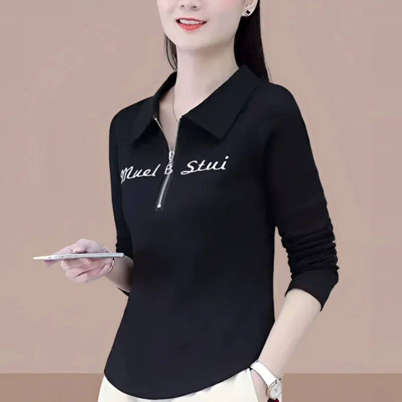 New Long Sleeve T Shirt Polo Shirt For Women Slim Fit Casual Blouse