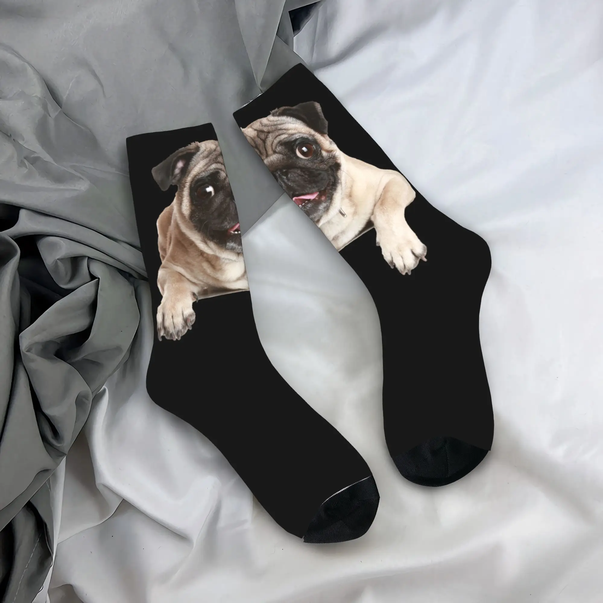 

Custom Fashion Men's Lovely Pug Dog Dress Socks Unisex Warm Breathbale 3D Printing Crew Socks