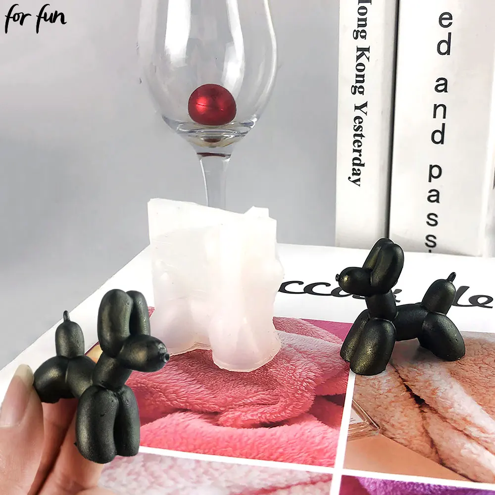

For Fun 3D Balloon Puppy Silicone Mold DIY Desktop Ornament Plaster Epoxy Resin Mold Gypsum Candle Handmade Decoration Mold