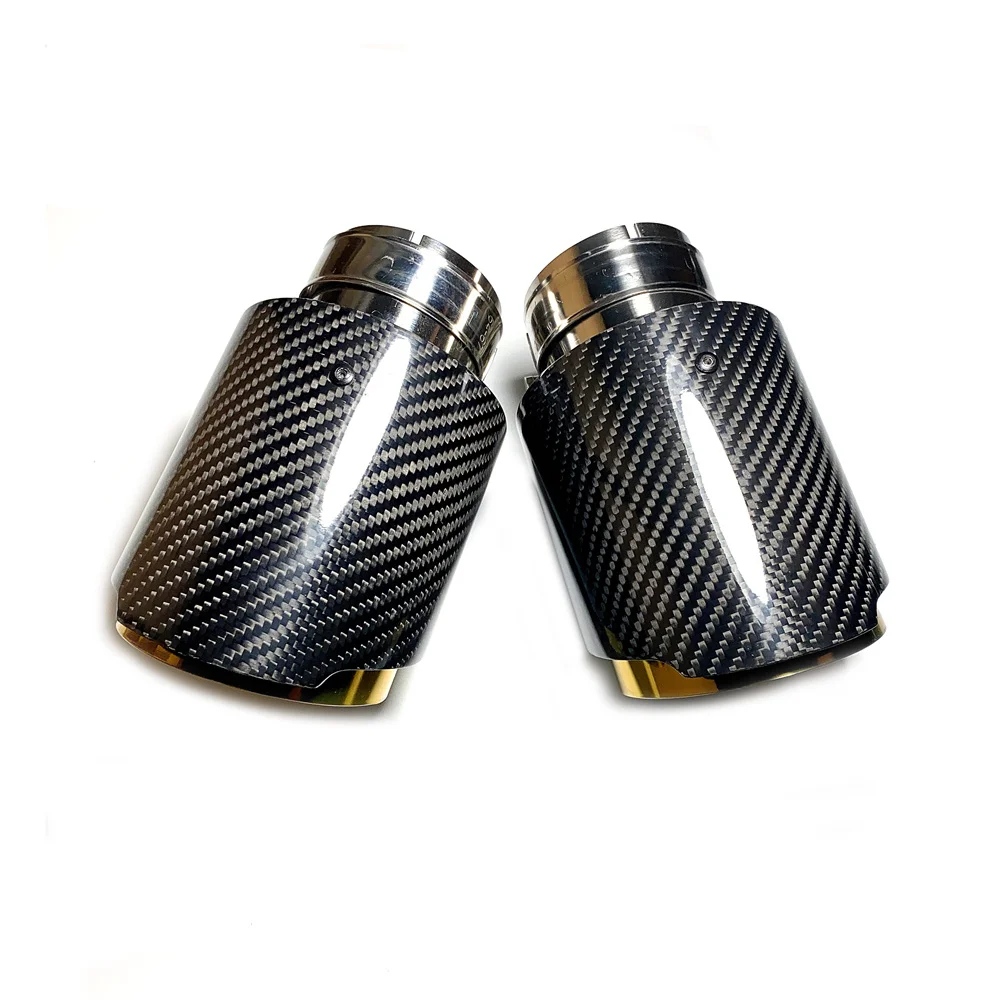 Universal High Quality 304 Gold Stainless Steel Carbon Fiber Nozzle Exhaust Muffler Straight End Tips For Akrapovic Car Styling