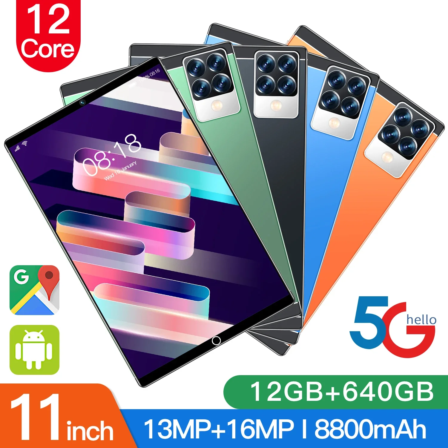 

S29 Android 12 Dual Sim Tablet, 11-Inch HD Screen, 12GB RAM, 8800mAh Battery, GPS, and Dual 13MP+16MP Cameras for All Your Needs