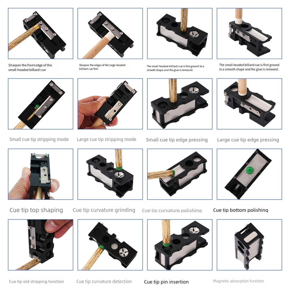 

16in1 Professional Cue Tip Shaper and Polish Tool for Billiards Players with Compact Design for Portability and Convenience