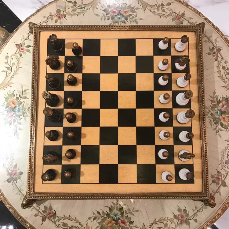 Classical home decoration ornaments Soft decoration Living room study ornaments Ceramic with copper chess