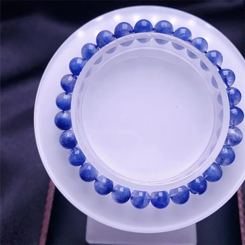 1 Pc Fengbaowu Best Quality Natural Dumortierite Bracelet Round Beads Crystal Reiki Healing Stone Fashion Jewelry Gift For Women