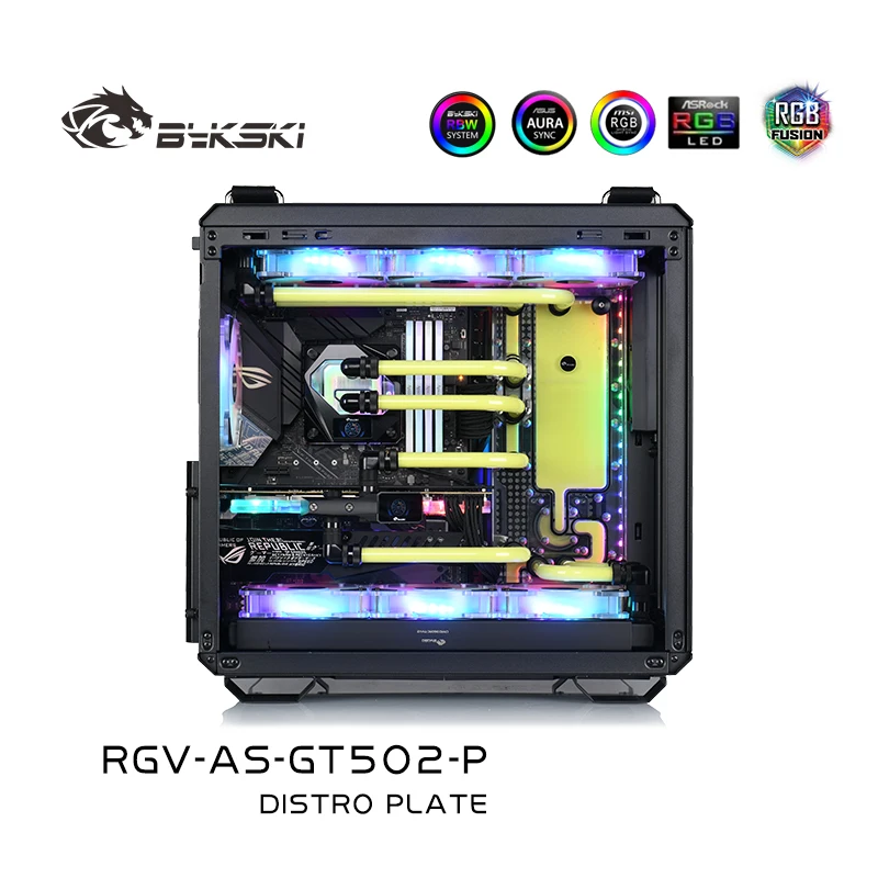 Imagem -04 - Bykski pc Kit de Placa de Distribuição de Refrigeração de Água para Asus Tuf Gt502 Case Sistema de Refrigerador de Água Reservatório de Placa de Via Navegável Rgv-as-gt502-p