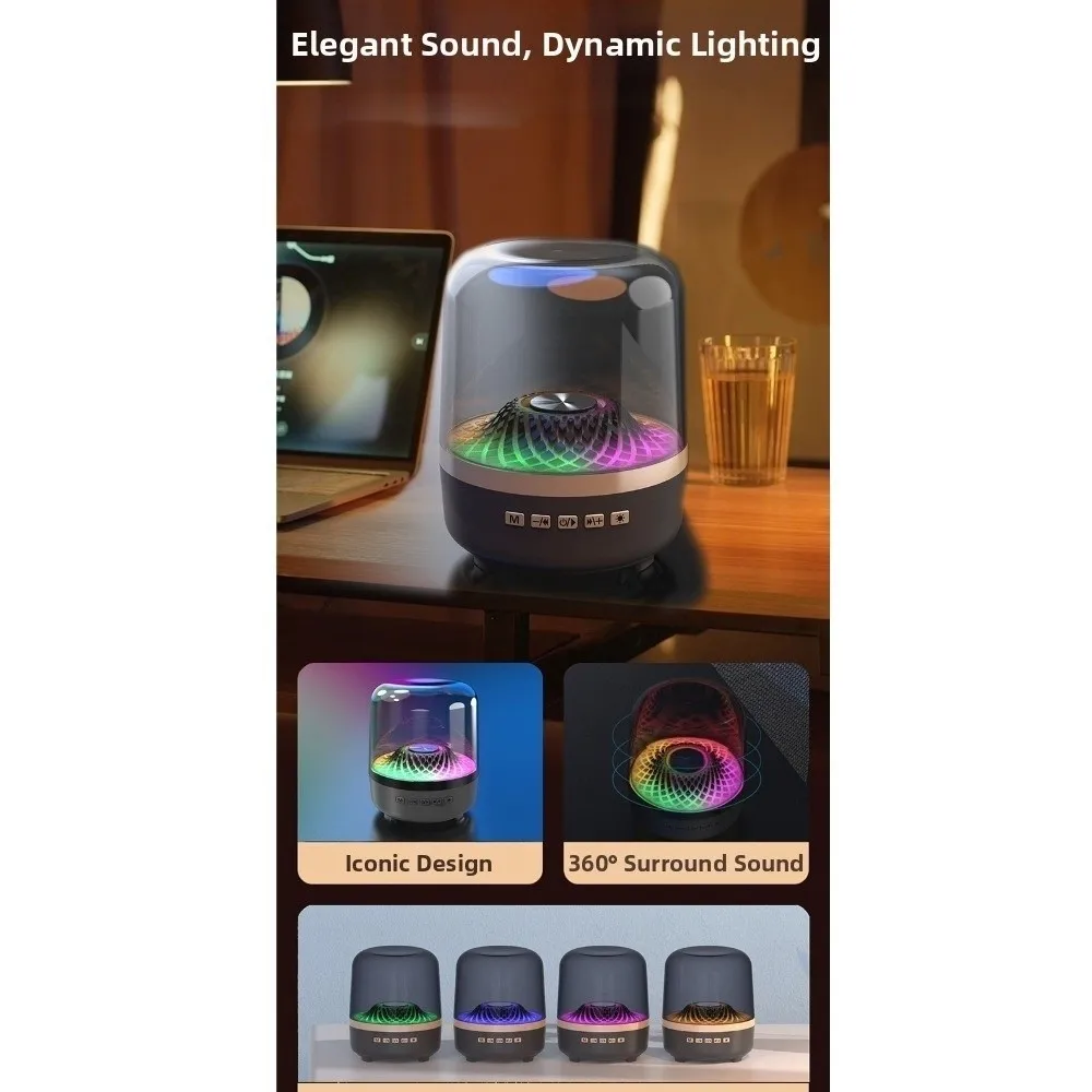 Bluetooth 5.4 HiFi Stereo Speaker Portable Night light Wireless Soundbar Subwoofer Mini TWS Colorful Breathing Light Gift