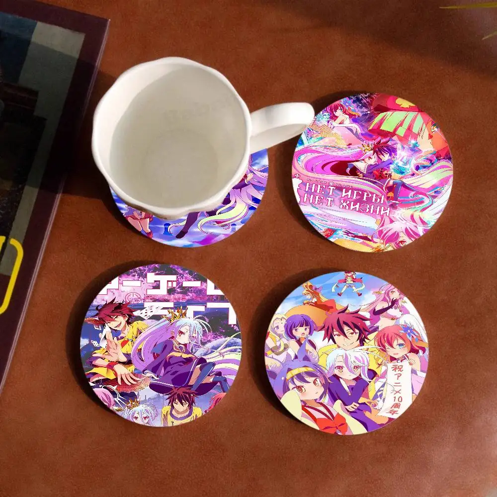 Game No Game No Life Coasters Suitable for daily family gathering decoration, kitchen, anti-slip wooden coasters