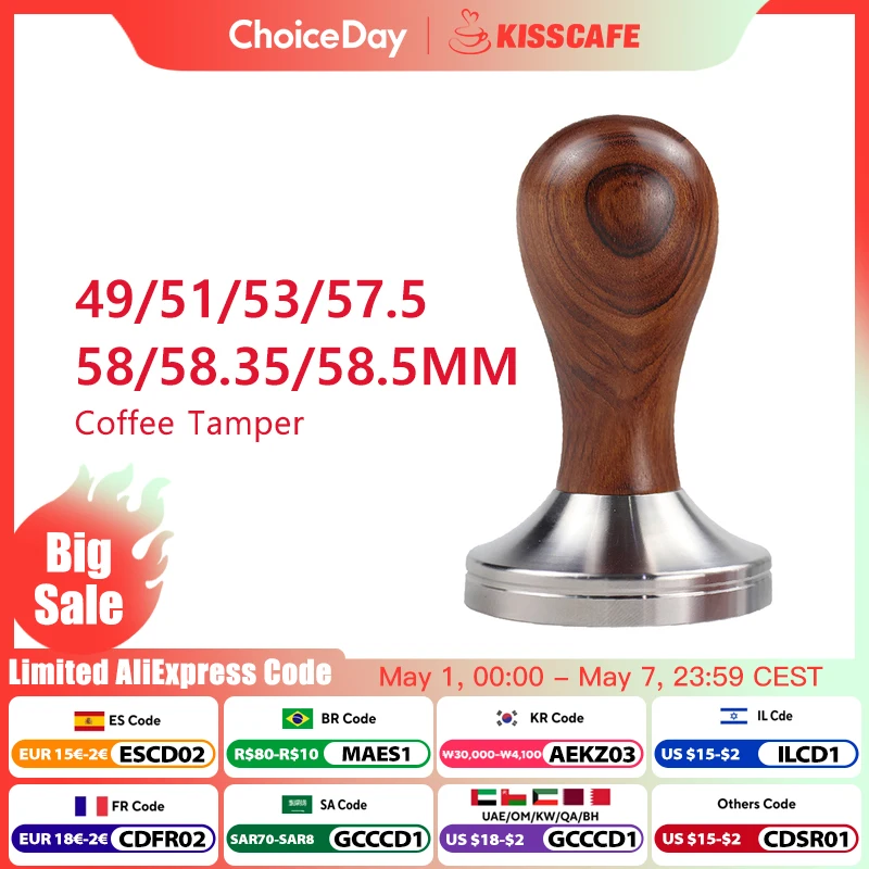 

Coffee Tamper 51mm 53mm 58.5mm For Delonghi Breville Portafilter Stainless Steel Espresso Macker Accessories Barista Tool Goods