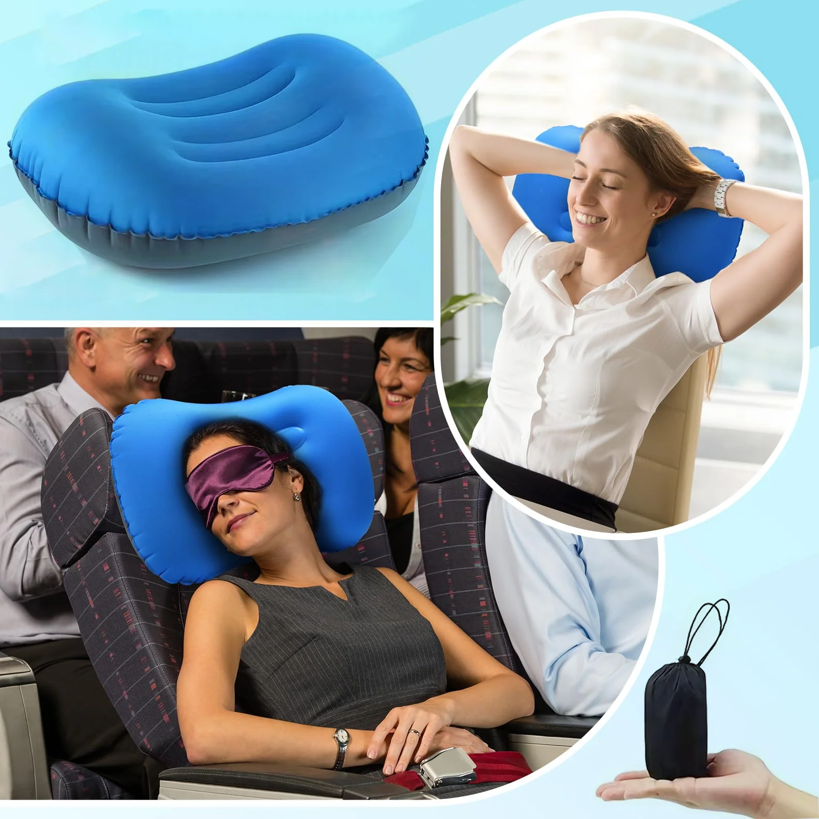 New Portable Inflatable Pillow Outdoor Travel Cushion Camp Beach Car Airplane Hotel Foldable Headrest Sleep Tent Use Accessories
