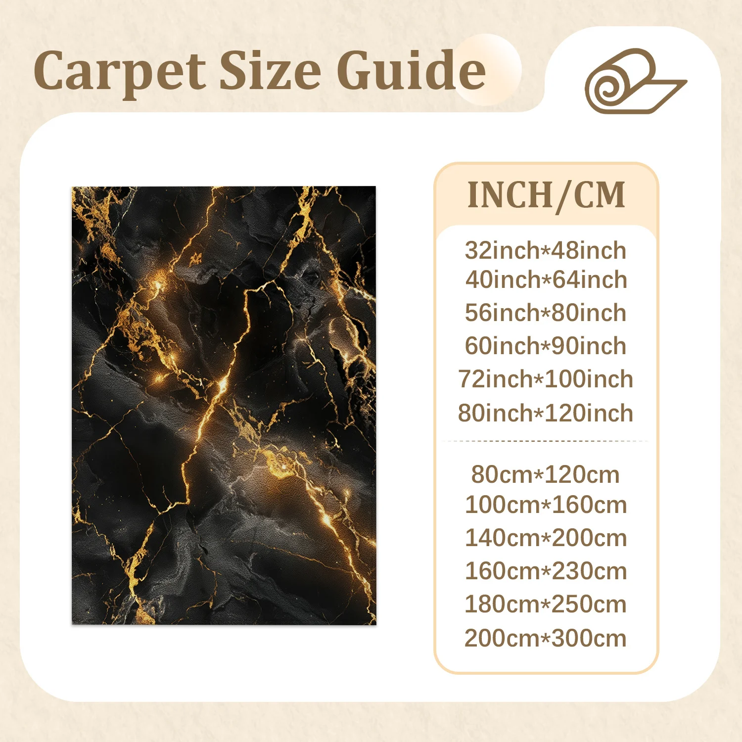Large Indoor Area Rug, Soft Velvet Low Pile with Non-Slip Dotted Backing, Machine Washable Black Gold Marble Pattern Rug for Living Room and Bedroom Decor