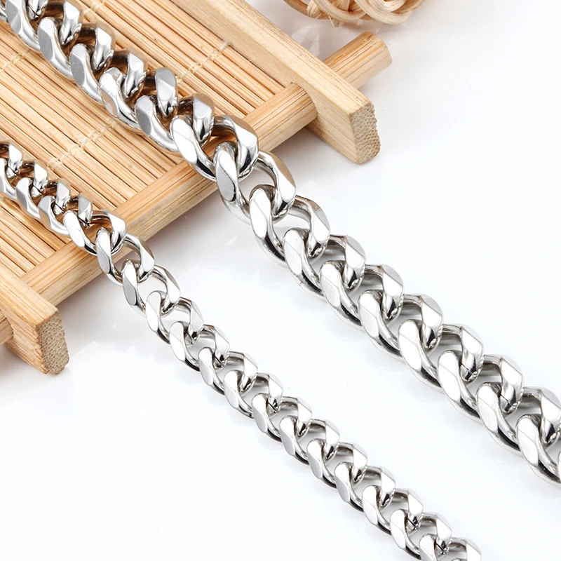 1 M 7.5mm 10.5mm Stainless Steel Hiphop Cuban Side‑polished Chain DIY Necklace Bracelet Anklet Fashion Jewelry MakingSupplies