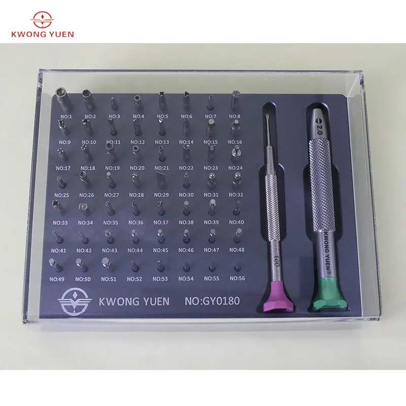 Kwong Yuen Kit de herramientas de reparación de relojes surtido de 56 puntas destornillador de acero inoxidable destornillador especial para relojero