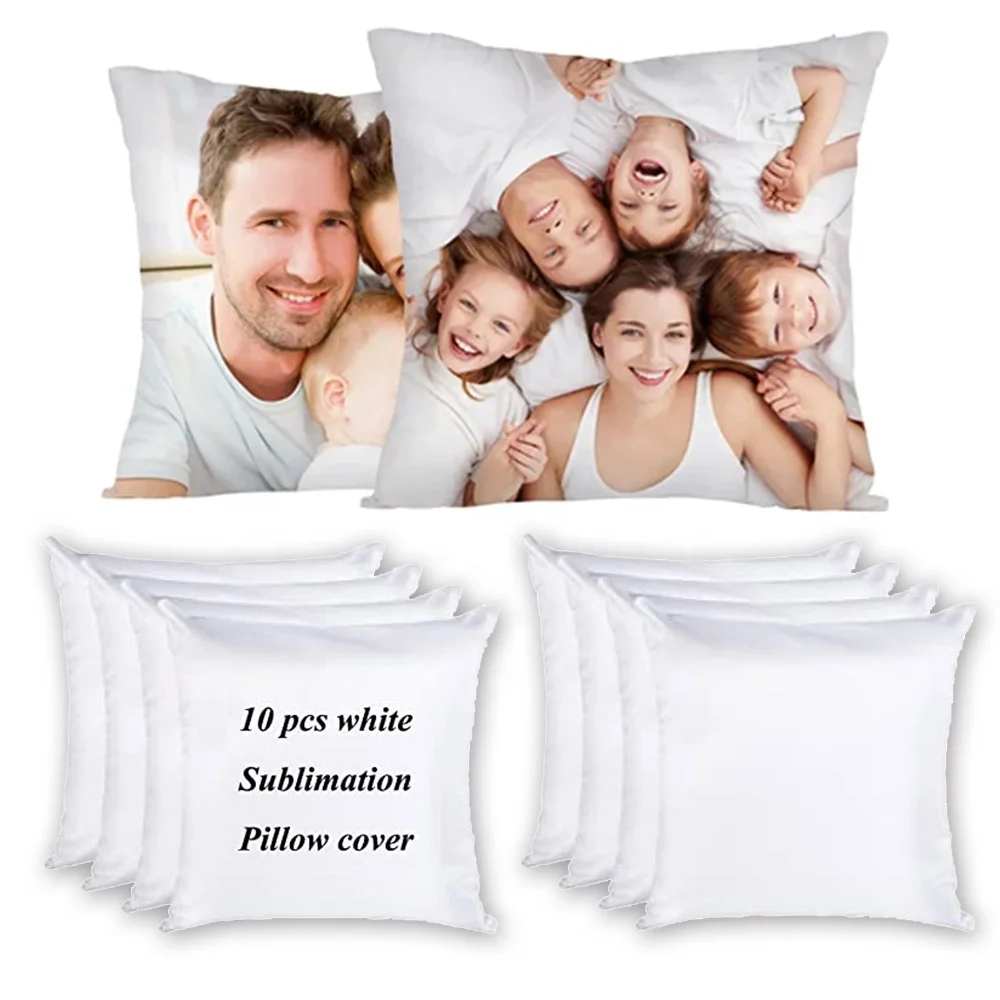 Blank Sublimation Pillow Covers 2/6/10PCS 40x40cm Polyester Throw Pillow Case Heat Transfer Cushion Cover For DIY Home Sofa Deco