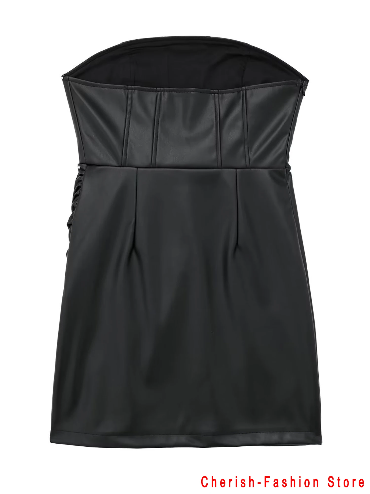 Damen elegantes pu Leder ärmelloses figur betontes Kleid schickes Röhren kleid lässiges Marken kleid Party geraffte dehnbare schlanke Hüften Club