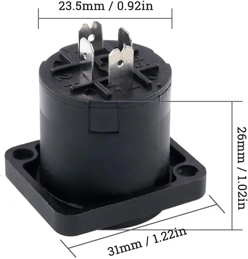 8 PCS 4 Pole Square Panel Mount SpeakON Socket Twist Lock Audio Speaker Jack Compatible with NL4MP NL4MPR NL4FC NL4FX NL2 Series