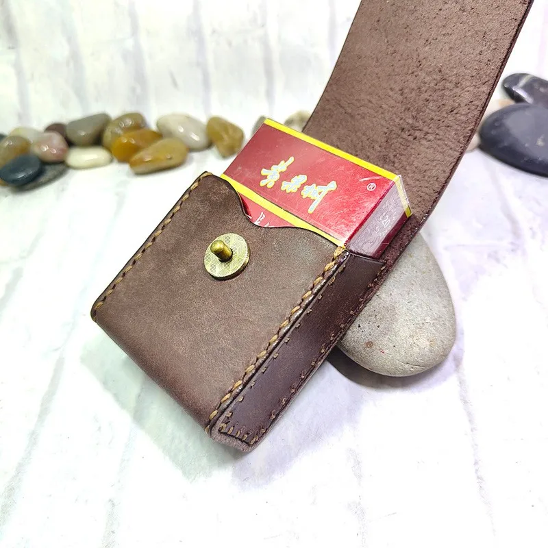 Blongk Hand-made Cigarette Case Waist Bag Leather Sheath Lighter Holster Belt Pack Men PD-XY image 3