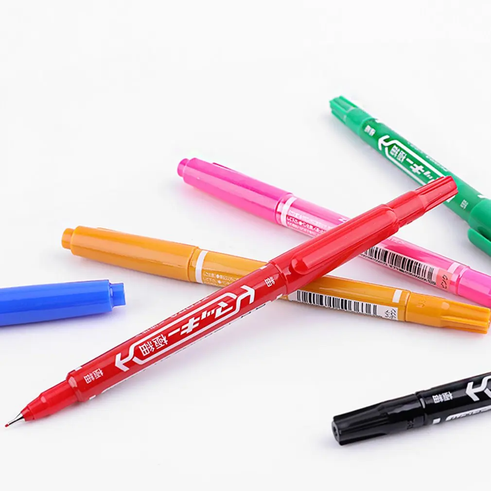 حار المزدوج فرشاة ماركر دائم الملونة المزدوج تلميح 1.5/1.0 أسود أزرق أحمر الفن الطلاء ماركر أقلام طالب مدرسة مكتب القرطاسية