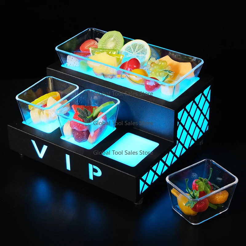 طبق تقديم صينية الفاكهة LED المربعة لكبار الشخصيات للوجبات الخفيفة مثالي لملهى الليل KTV #5