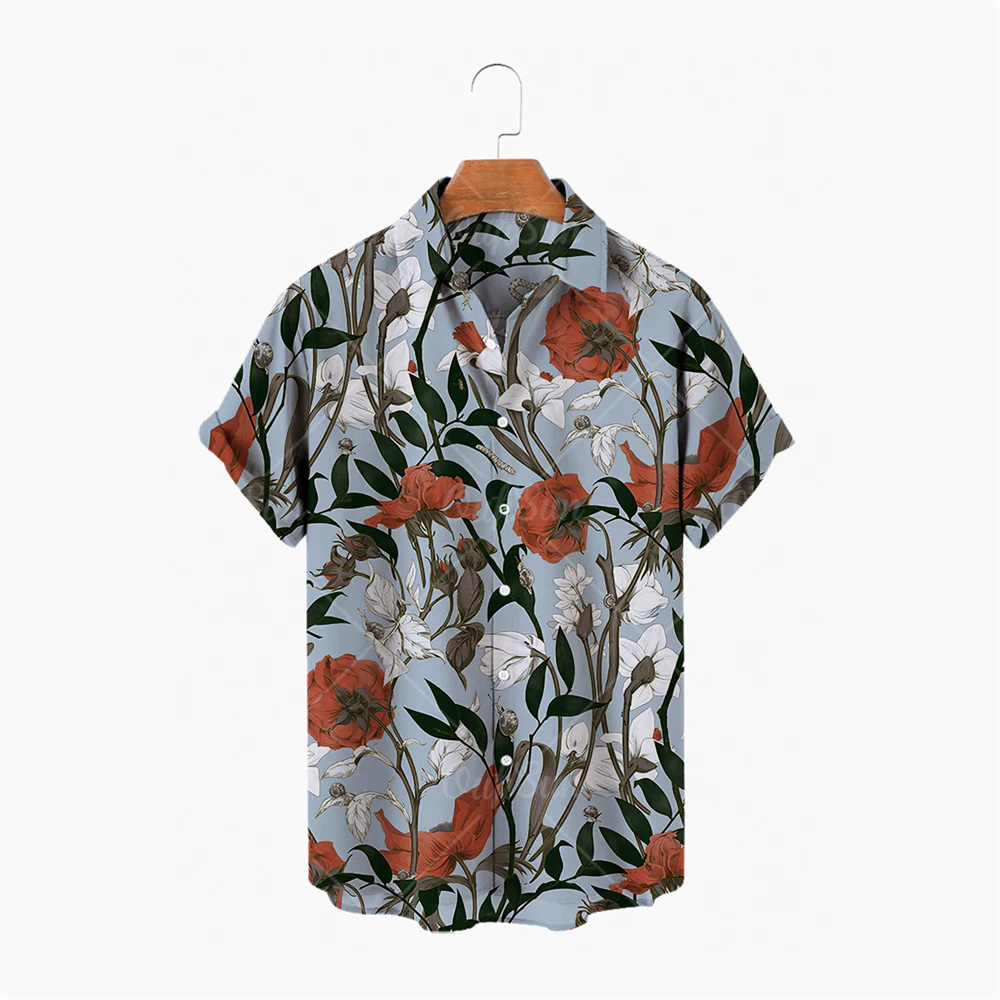 

Hawaiian Botanical Coconut Men's Shirts Retro Oversized Fashion Plus Size Clothing Casual Short Sleeves Clothing Loose Summer