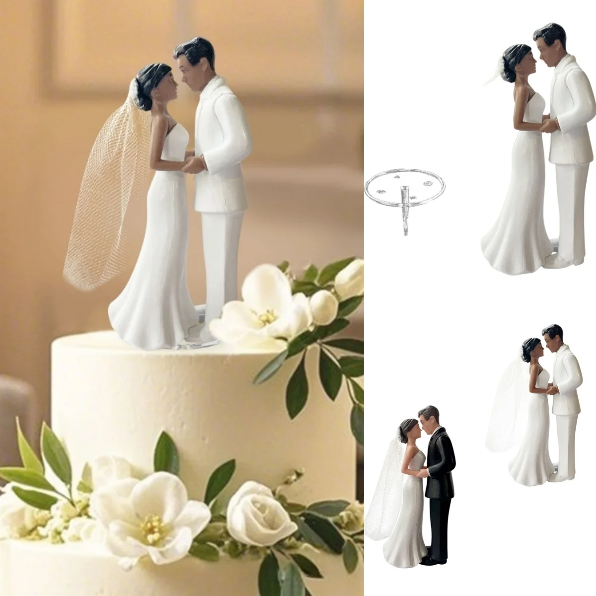 

Wedding Cake Topper Statue Simulated Couple Sculpture Creative Wedding for Anniversaries Engagement Parties Bridal Showers