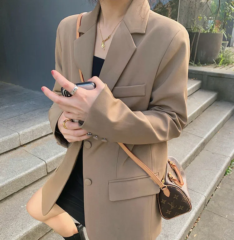 

Spring Autumn Women's Casual s Jaets Ladies Suits 2025 Commute Sle Loose Fit Polyester Long Sve Single Button