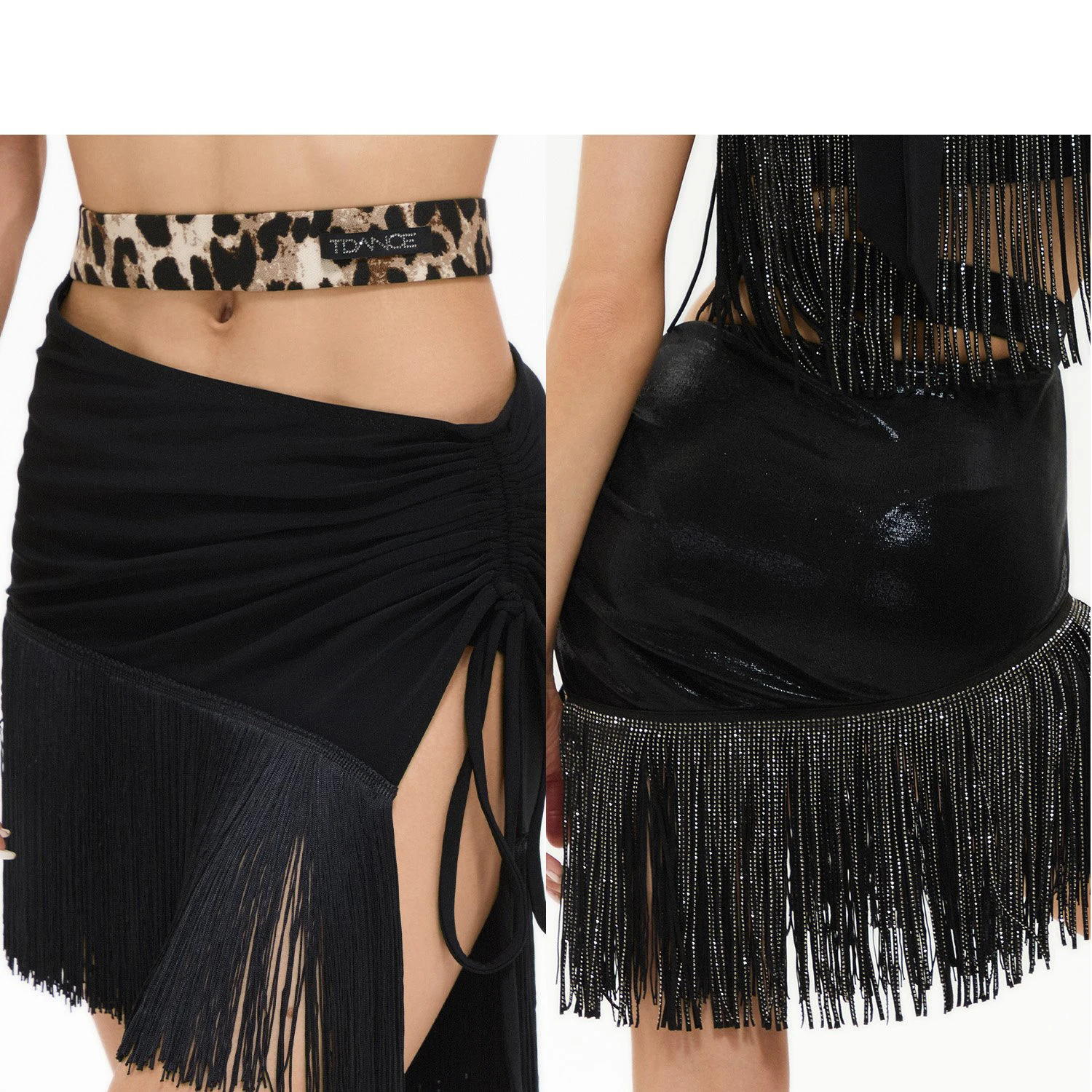 

Юбка для латинских танцев, женская юбка с нерегулярным вырезом и кисточками на шнурке, румба, ча-ча, самба, танцевальная практика, одежда для выступлений DNV24745