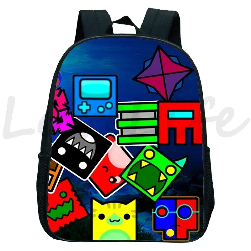 Ransel Taman Kanak-kanak Angry Geometry Dash Ransel Anak Laki-laki Perempuan Tas Buku Kecil Anime Tas Sekolah Kartun Anak-anak Ransel Anak-anak