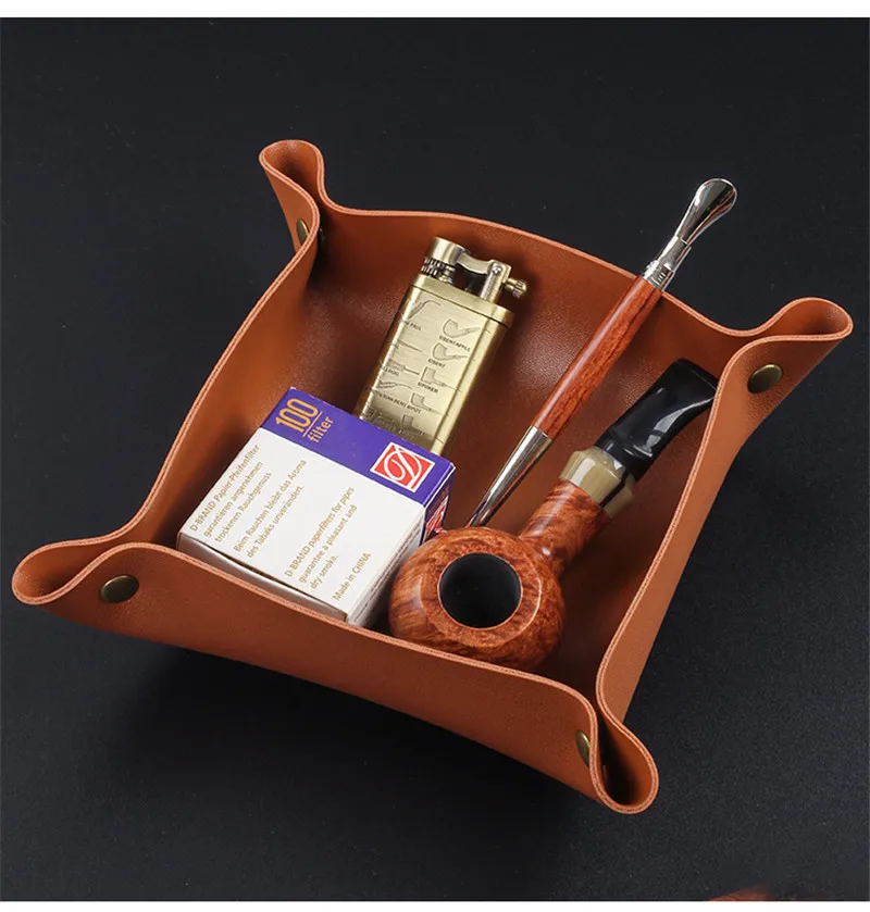 

Leather Foldable Rollable Tobacco Rolling Tray Valet Tray for Tobacco Pipe Tools