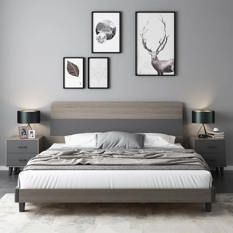 Full Double Wardrobe Bedroom Set Space Saving Cool Wood Nordic Bedroom Set Trendy Small Apartment Meubles De Chambre Furniture