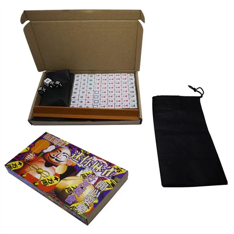 Portable Mini Travel Mahjong Board Game Sets Elaborately Crafted Convenient Mahjong Game for Travel Home Party Family Gathering