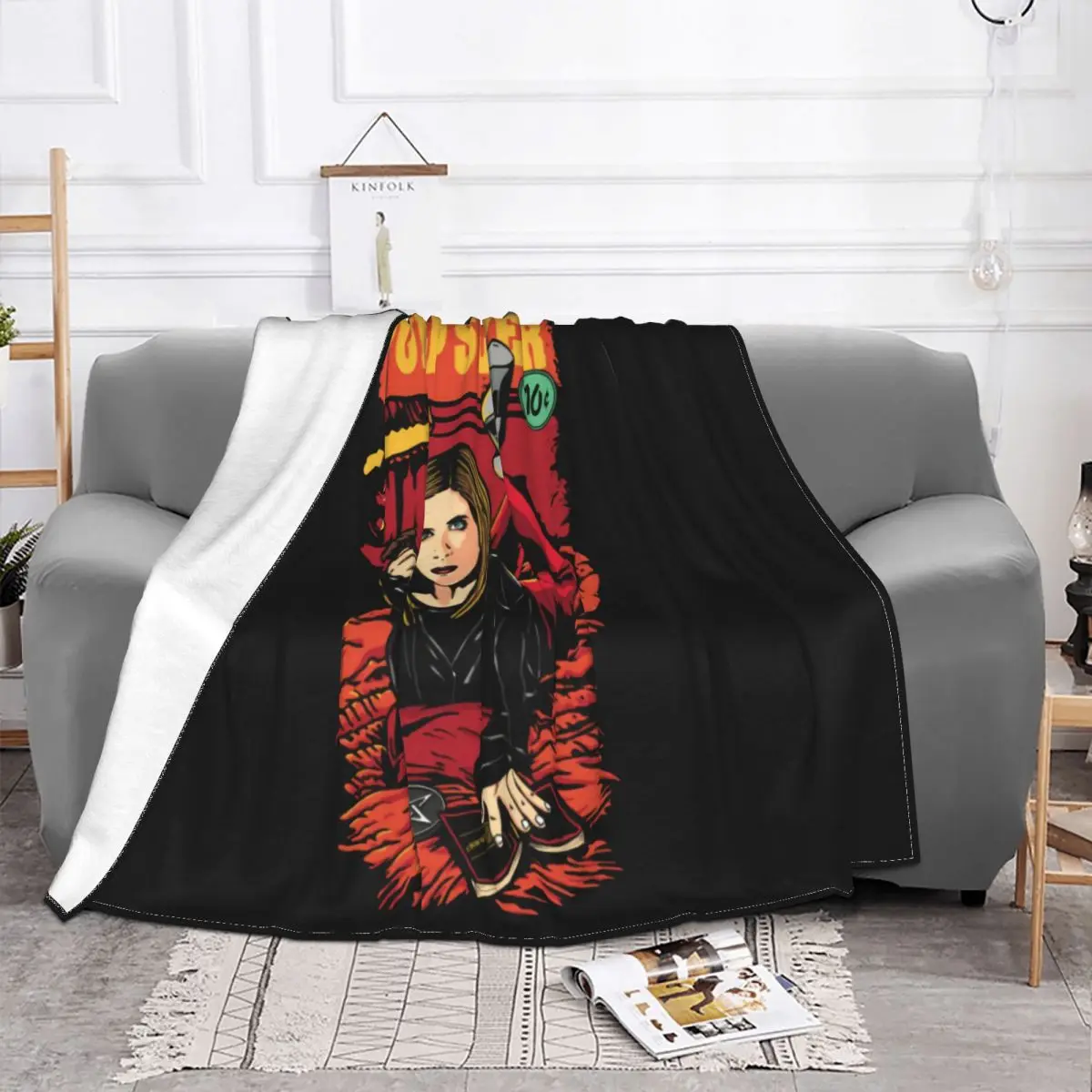 Buffy The Vampire Slayer X Mia Wallace Pulp Fiction Black Willow S 6Xl Cheap Price Casual Halloween Throw Blanket