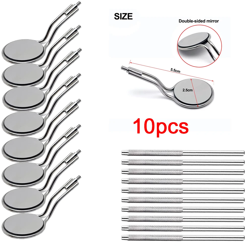 10pcs Dental Anti-Fog Mouth Mirror Double-Sided Rhodium Coated High-Quality Reusable Oral Tool