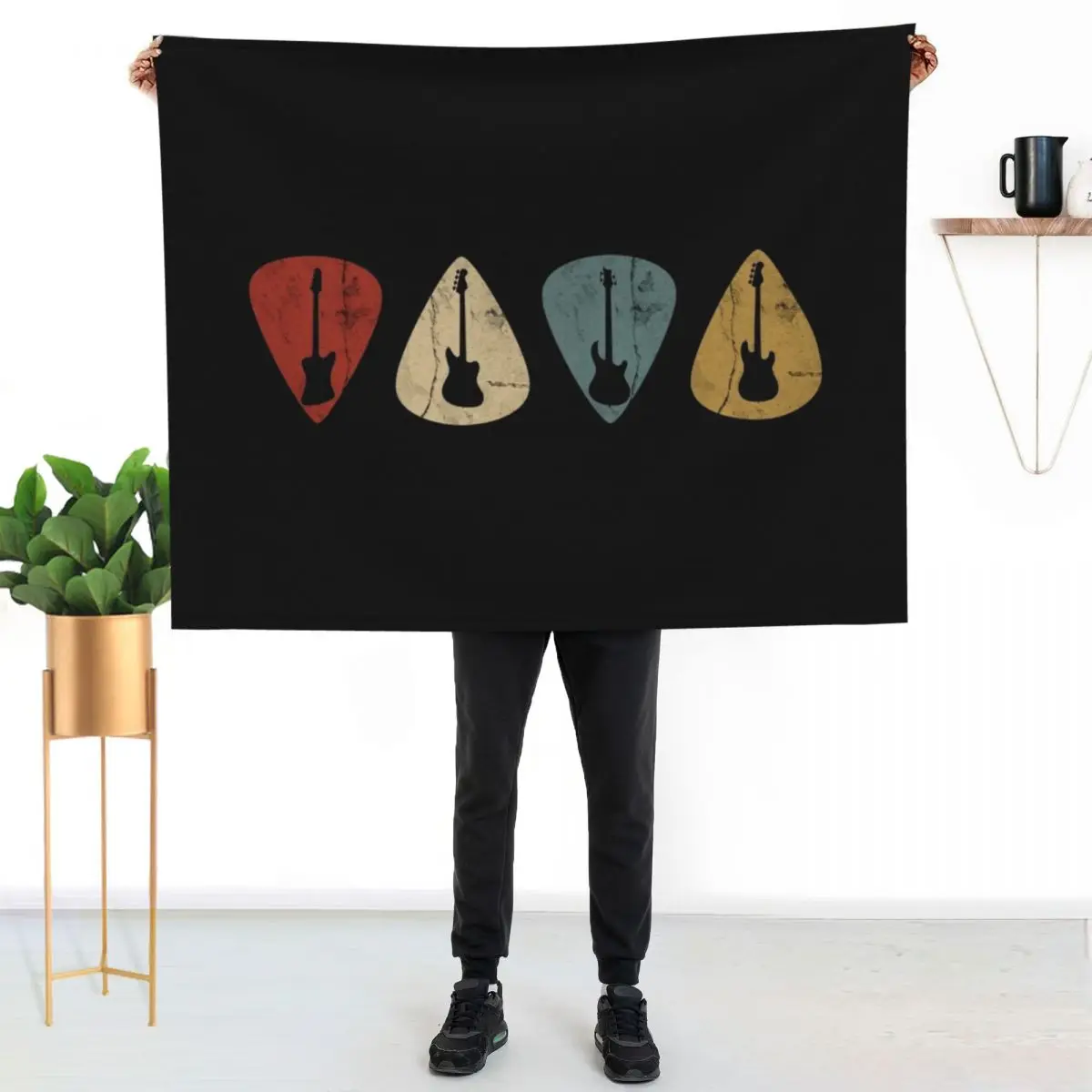 Bass Guitars Picks Retro Throw Blanket Moving christmas decoration Summer Soft Blankets Sofas Of Decoration Travel Blankets